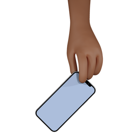 Mão de homem segurando smartphone com tela em branco  3D Illustration