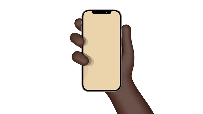 Mão de homem segurando smartphone com tela em branco  3D Illustration