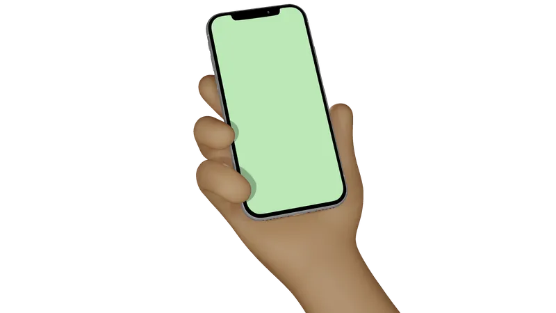 Mão de homem segurando smartphone com tela em branco para vitrine  3D Illustration