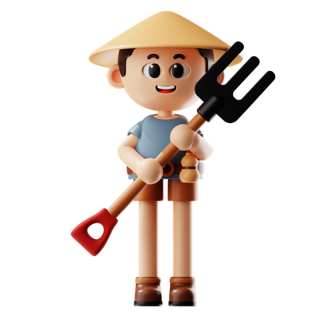 Homem Segurando Um Forcado  3D Icon