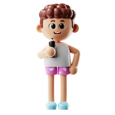 Homem segurando uma garrafa de água  3D Icon