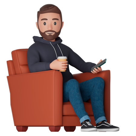 Homem sentado em uma poltrona  3D Illustration
