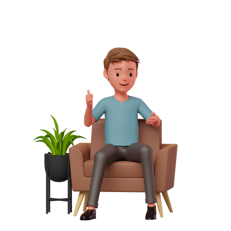 Homem sentado em um sofá conversando  3D Illustration