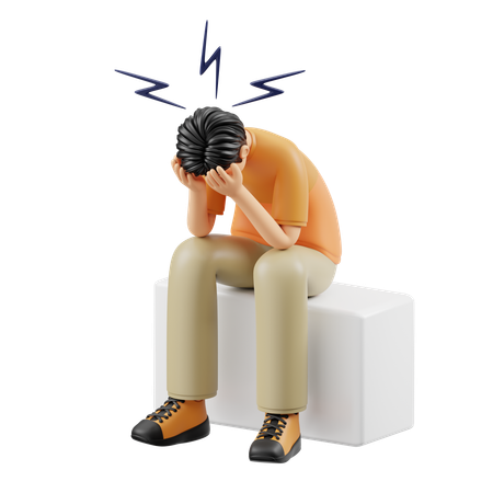 Homem sofre de depressão  3D Illustration