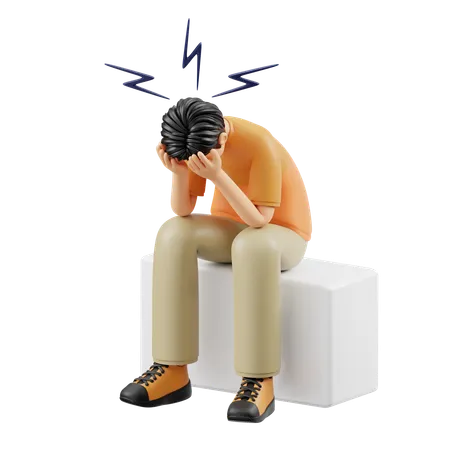 Homem sofre de depressão  3D Illustration