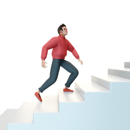 Homem subindo escadas  3D Illustration