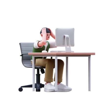 Homem tendo estresse no trabalho  3D Illustration