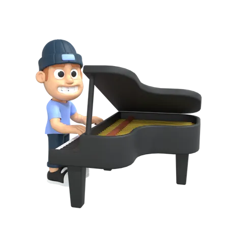 Homem tocando piano  3D Illustration