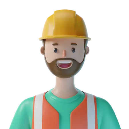Trabalhador da construção civil masculino  3D Illustration