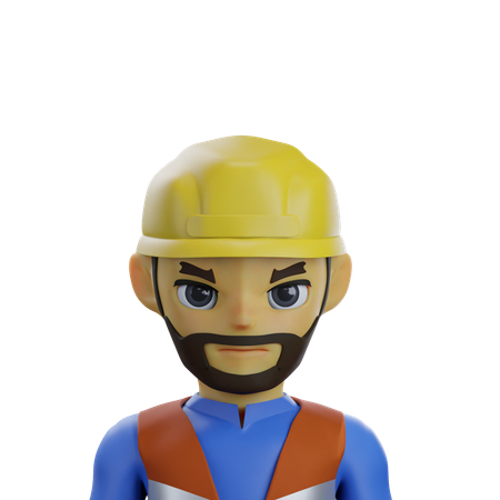 O homem trabalhador está usando capacete  3D Icon