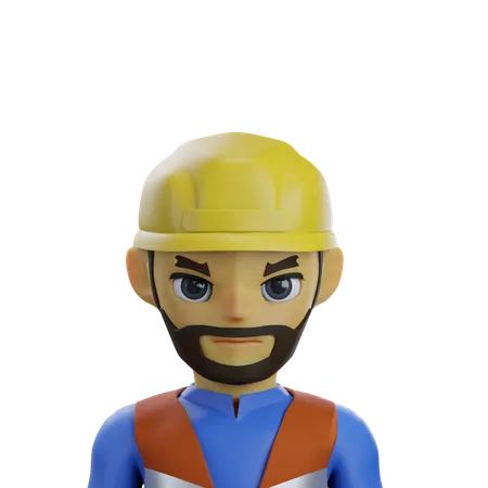 O homem trabalhador está usando capacete  3D Icon