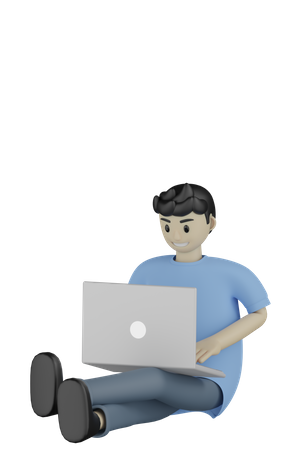 Homem trabalhando com laptop  3D Icon