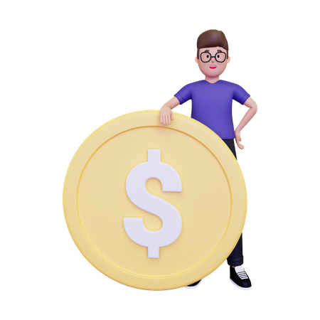 Homem trabalhando em gestão financeira  3D Illustration