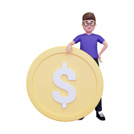 Homem trabalhando em gestão financeira  3D Illustration