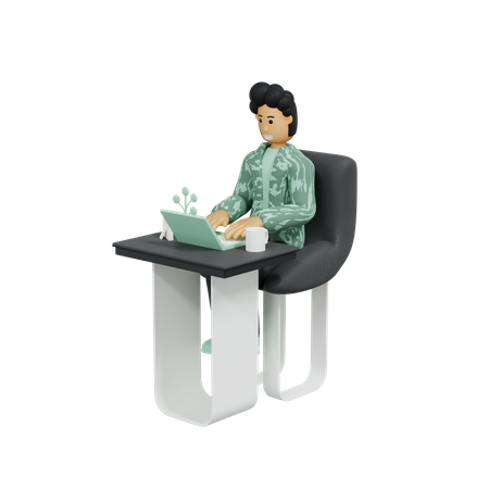 Homem trabalhando no laptop  3D Illustration