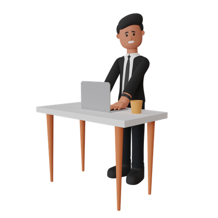 Homem trabalhando no laptop  3D Illustration