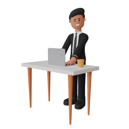 Homem trabalhando no laptop  3D Illustration