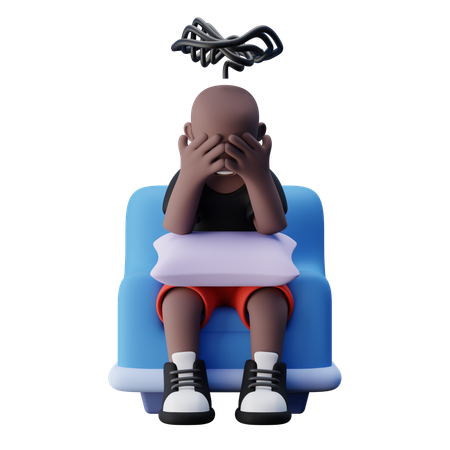 Homem triste escondendo o rosto com a mão enquanto sente ansiedade  3D Illustration