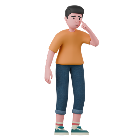 Homem triste está de pé  3D Illustration
