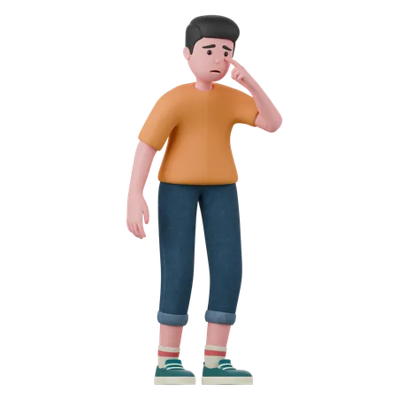 Homem triste está de pé  3D Illustration