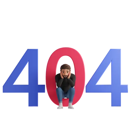 Homem triste por erro 404  3D Illustration