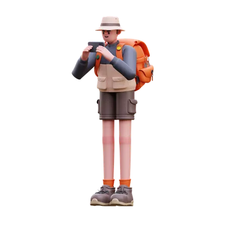 Homem turista tirando foto  3D Illustration