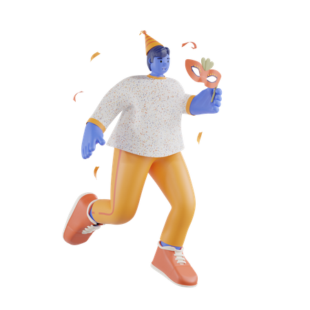 Homem usando máscara de festa  3D Illustration