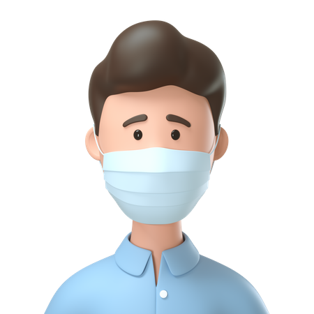 Homem usando máscara médica  3D Illustration