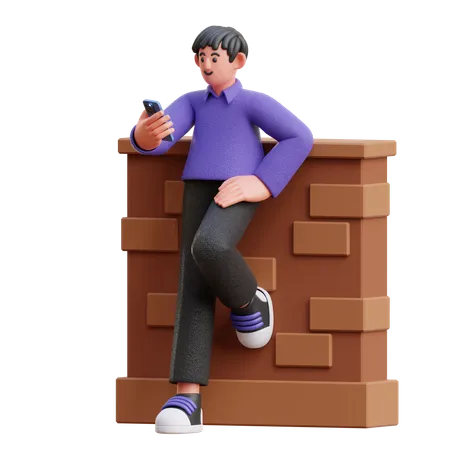 Homem usando celular  3D Illustration