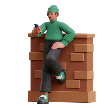 Homem usando celular  3D Illustration