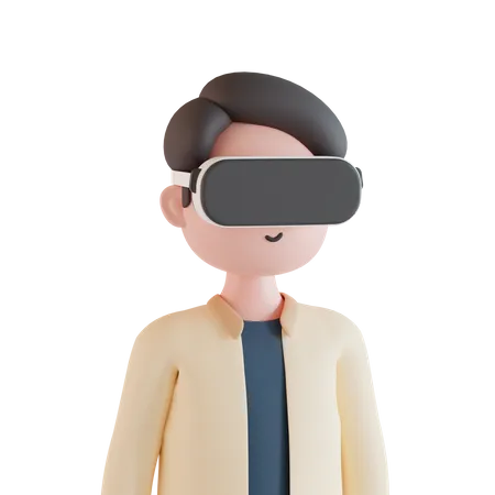 Homem usando óculos VR  3D Illustration