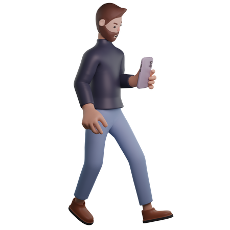 Homem usando smartphone  3D Illustration