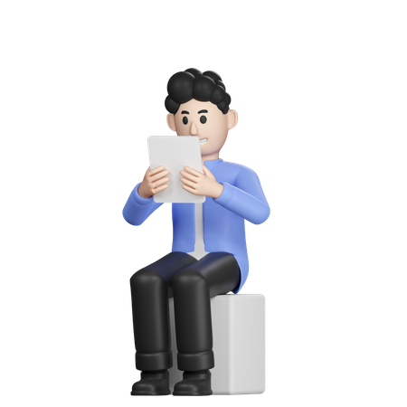 Homem usando tablet  3D Illustration