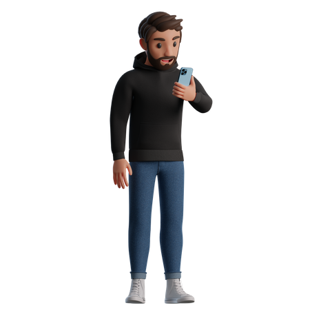 Homem usando telefone  3D Illustration