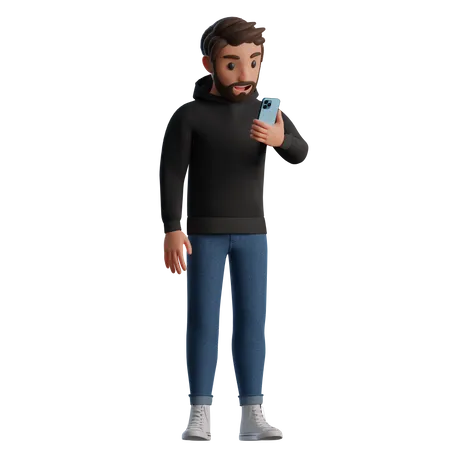 Homem usando telefone  3D Illustration