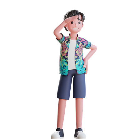 Homem vestindo roupas de praia  3D Illustration