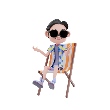 Viajante masculino relaxando na cadeira  3D Illustration