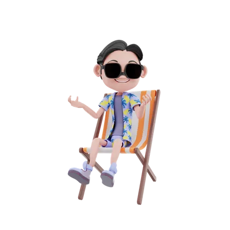 Viajante masculino relaxando na cadeira  3D Illustration