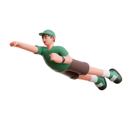 Homem voando no ar  3D Illustration