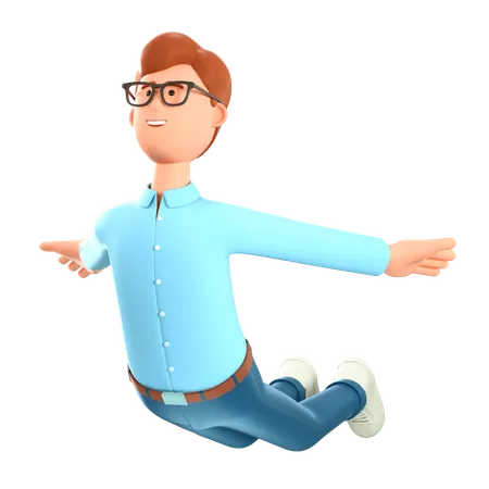 Homem voando no ar como um avião  3D Illustration