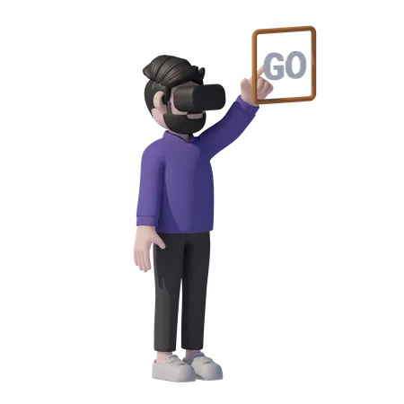 Homem VR vai  3D Icon