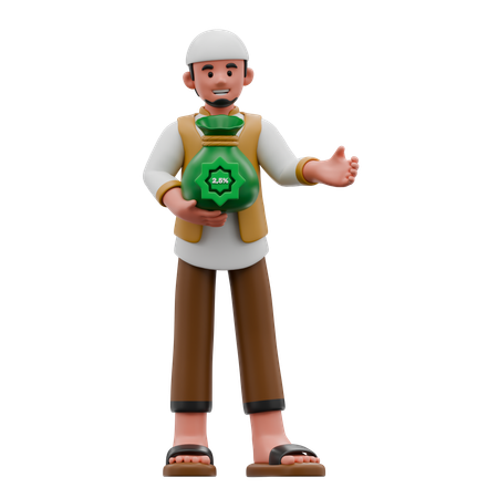 Homens muçulmanos pagam Zakat  3D Illustration