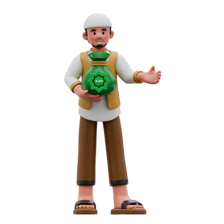 Homens muçulmanos pagam Zakat  3D Illustration