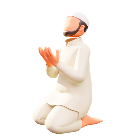 Homens muçulmanos sentam-se rezando  3D Illustration