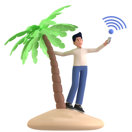 Homme à la recherche d'un signal  3D Icon
