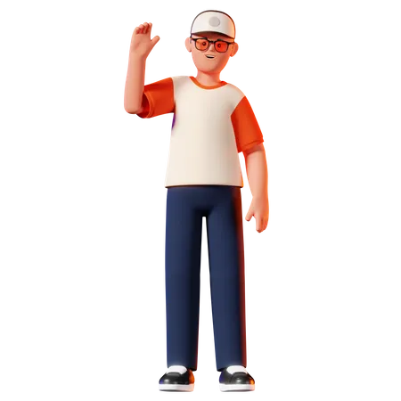 Homme agitant Bonjour Pose  3D Illustration