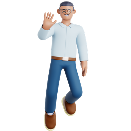 Homme agitant la main en flottant  3D Icon