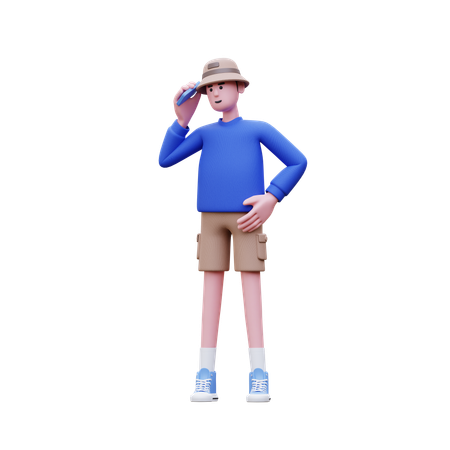 Homme appelant sur mobile  3D Illustration