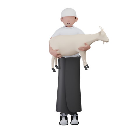 L'homme amène une chèvre  3D Icon