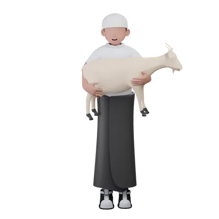 L'homme amène une chèvre  3D Icon